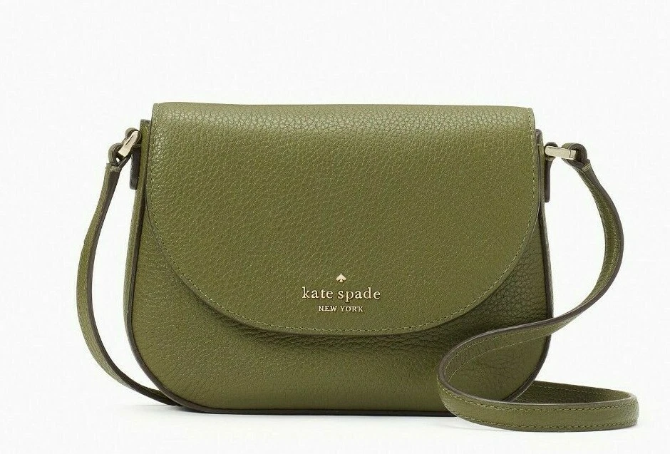 New Kate Spade Leila Mini Flap Crossbody Pebble Leather Enchanted Green