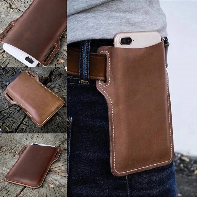 Men Cell Phone Belt Pack Bag Loop Waist Holster Pouch Case​ Leather Wallet Cover - Image 3 of 4