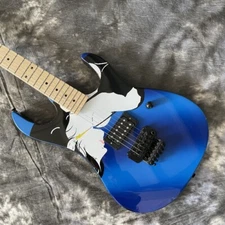 Custom Blue Beauty Electric Guitar Floyd Rose Bridge One Pickup Dot Inlay