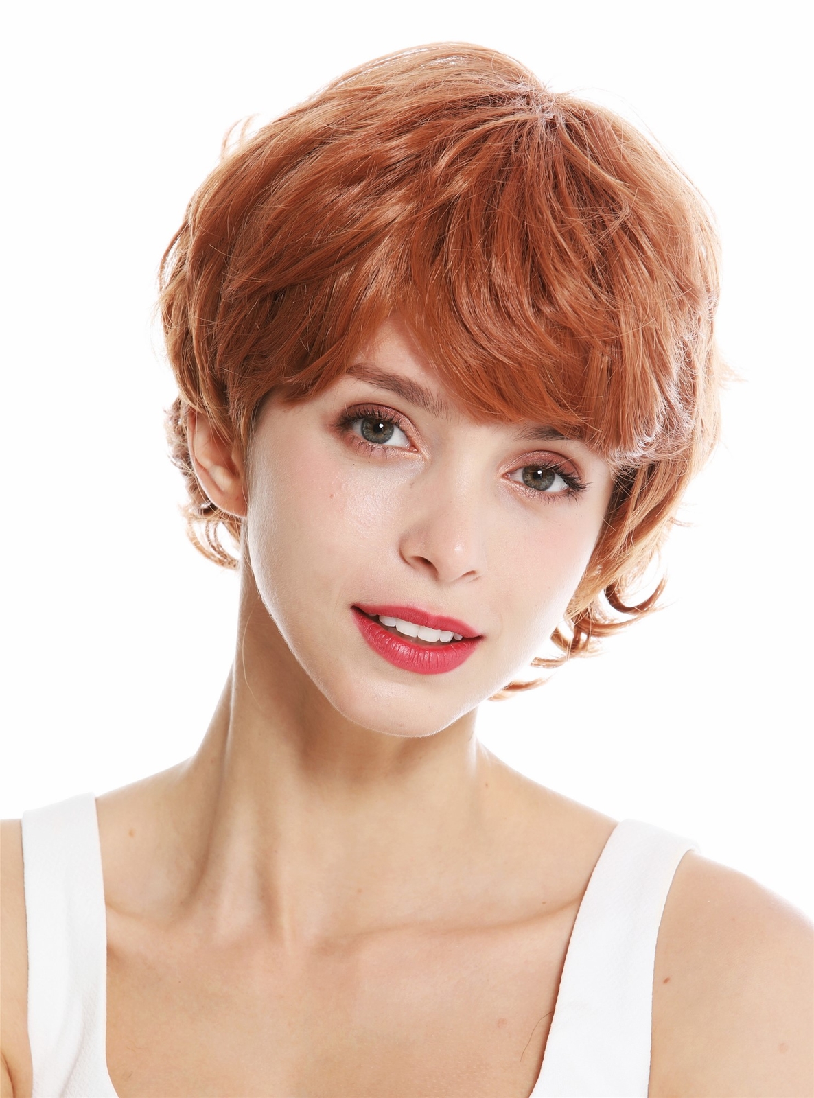 Women's Wig Short Fringe Wild Wavy Wicks Red Brown Blonde