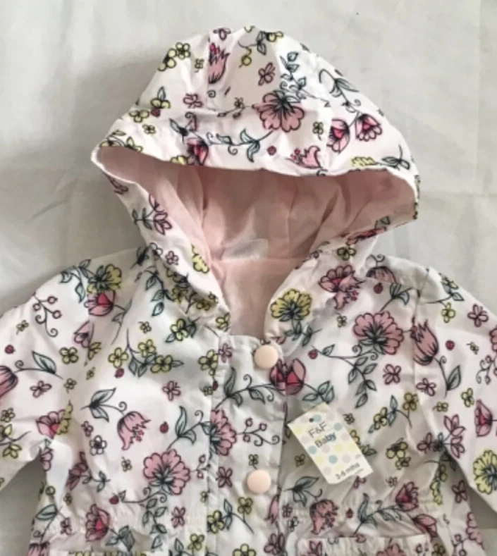 BNWT TU Baby Girls Floral Lightweight Hooded Botanical Mac Jkt  3-6 mths  #1199 - Image 4 of 4