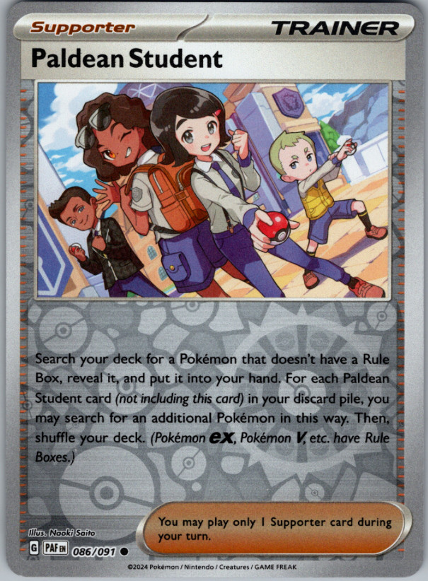 Pokemon - Paldean Student - 086/091 - Reverse Holo - Paldean Fates  - NM/M