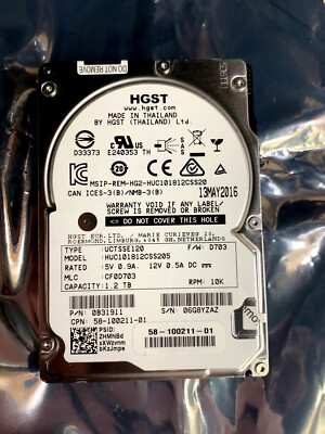 NEW HUC101812CSS205 1.2TB SAS 12G 10K RPM 2.5'' 0B31911 D703 512 HGST SED HDD