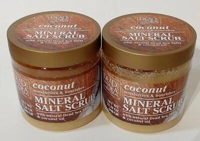 2 x 660g Dead Sea Collection Coconut Oil Mineral Salt Natural Bath Body Scrub
