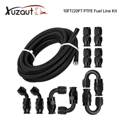 4/6/8/10AN Black Nylon PTFE Fuel Line 10/20ft 10 Fittings Hose Kit E85 US