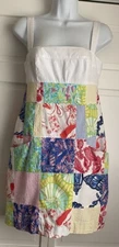 Lilly Pulitzer Shift Dress Womens 4 Yesenia Square Patchwork Summer Resort Beach