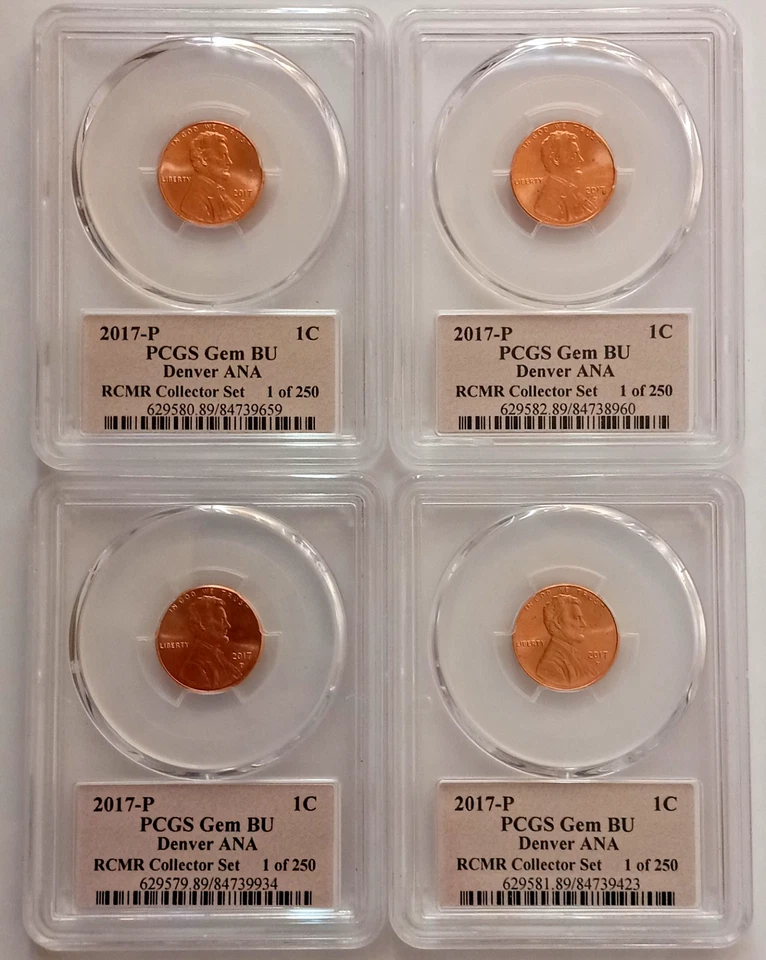 2017-P Lincoln Cent PCGS Gem BU Denver ANA RCMR Sig. Conjunto de colecionador - Pop Of 250! - Imagem 2 de 4