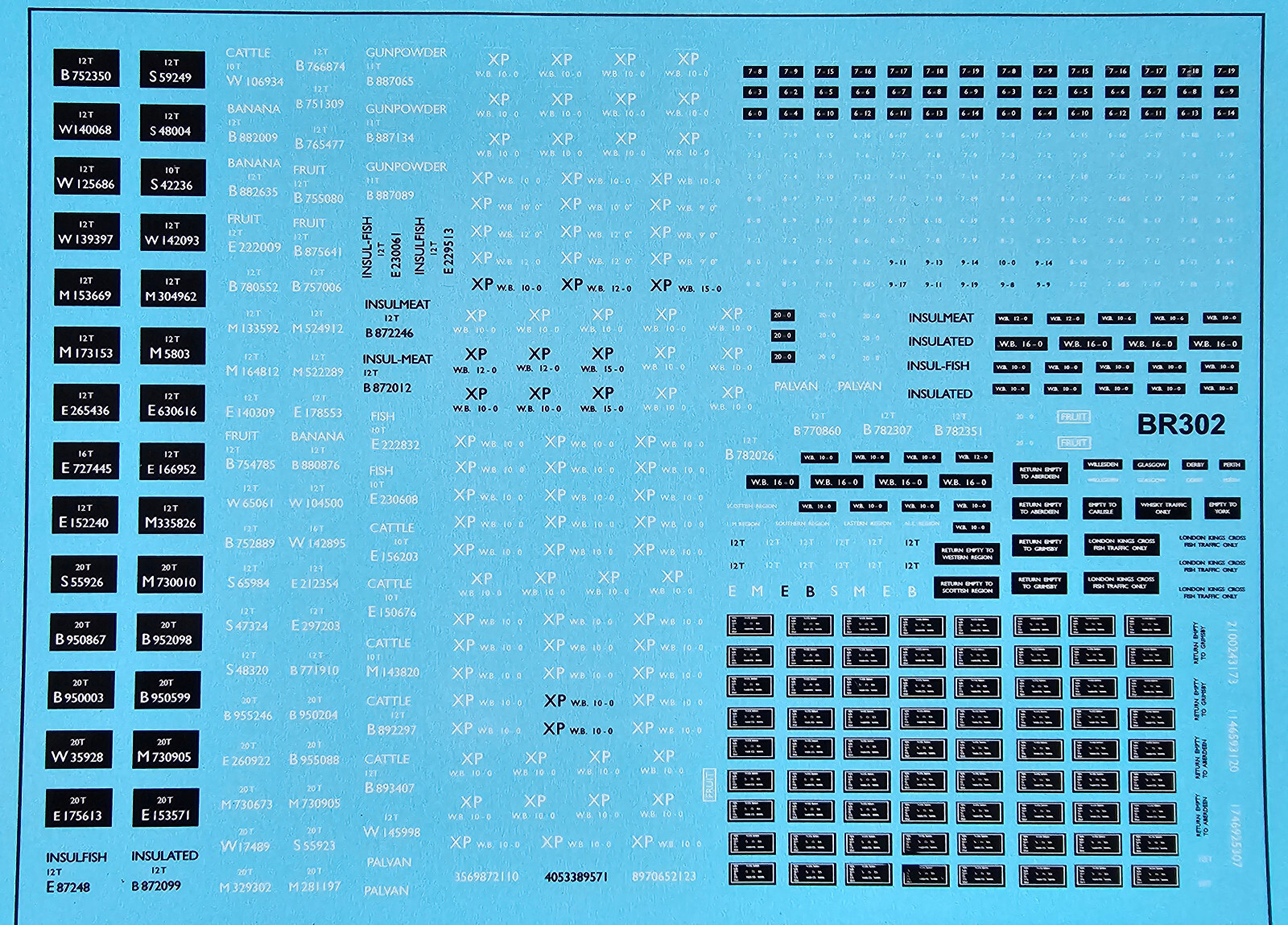 Modelmaster Decals (124) MODELMASTER WATERSLIDE DECALS 4MM BLACK&WHITE BR 302 NUMBERS AND ...