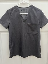 Women's Figs Technical Collection Catarina One Pocket Scrub Top Gray Grey XS