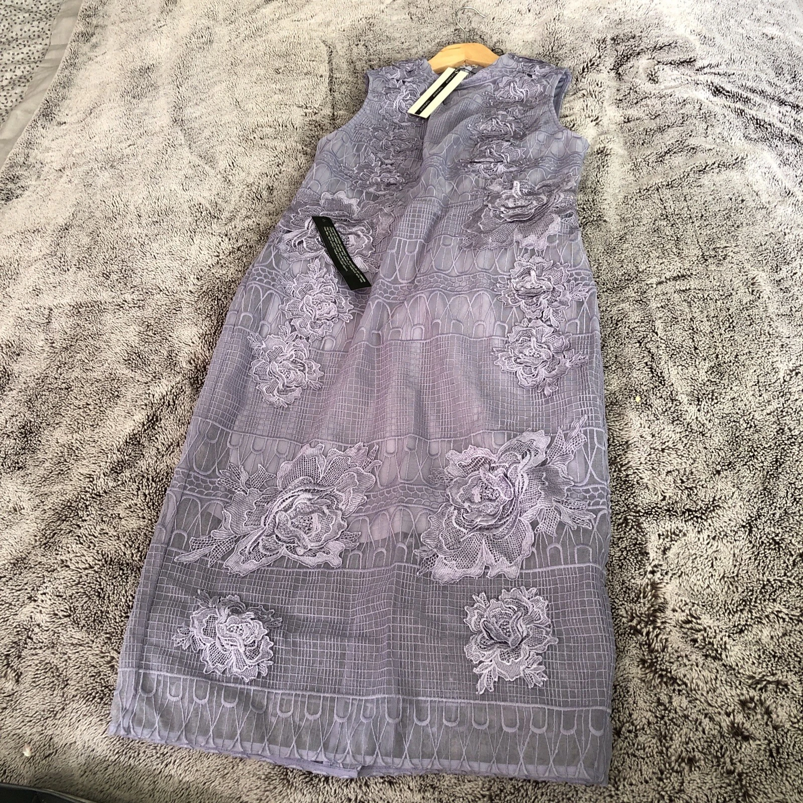 Topshop Luxury Range Lace Design Purple Lilac Dress Size 10 Beautiful was £100