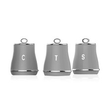 Tower Renaissance Storage Canisters, Set of 3 Tea/Coffee/Sugar, Grey T826176GRY