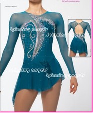 New Ice Figure Skating Dress Baton Twirling Dress customized green handmade