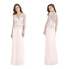 Abito Jenny Packham 8 Blush Pizzo Peplum Maxi Abito Nuovo
