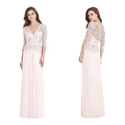 Jenny Packham Dress 8 Blush Lace Peplum Maxi Gown New