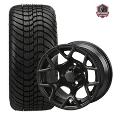 12" Ninja Matte Black Golf Cart Wheels and Tires Combo (215/35-12) Set of 4