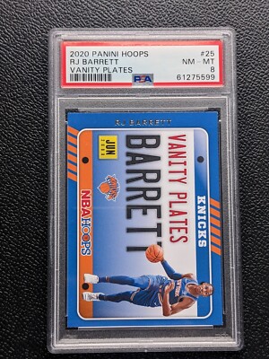 PSA 8 - 2020 Panini NBA Hoops Basketball #25 RJ Barrett Vanity Plates