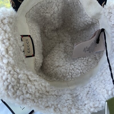 NEW GUCCI X KEN SCOTT Canvas Shearling Floral Print Cap Hat 