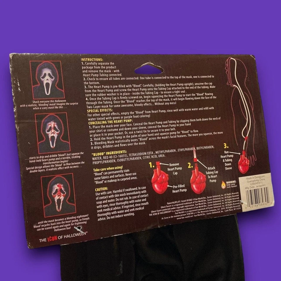 Scream 4 Movie Ghostface Bleeding Halloween Mask 2010 Fun World Ghost Face - Image 3 of 4