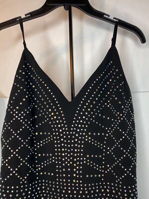 Black Bedazzled Formal/Cocktail /Party Embellished Mini Dress Size L,  Woman's, | eBay