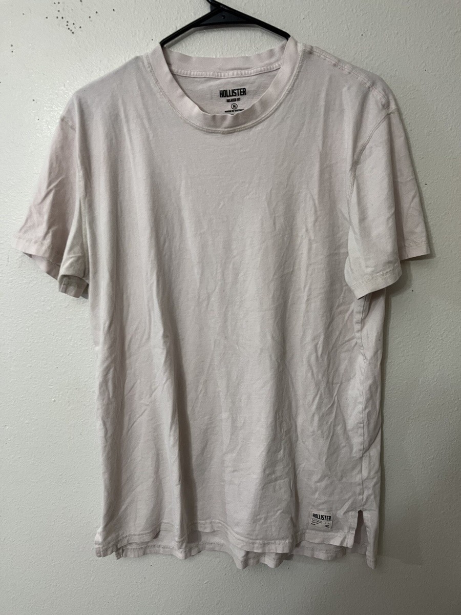 Hollister Relaxed Fit Mens Basic T-Shirt Pink Crew Neck Short Sleeve Medium