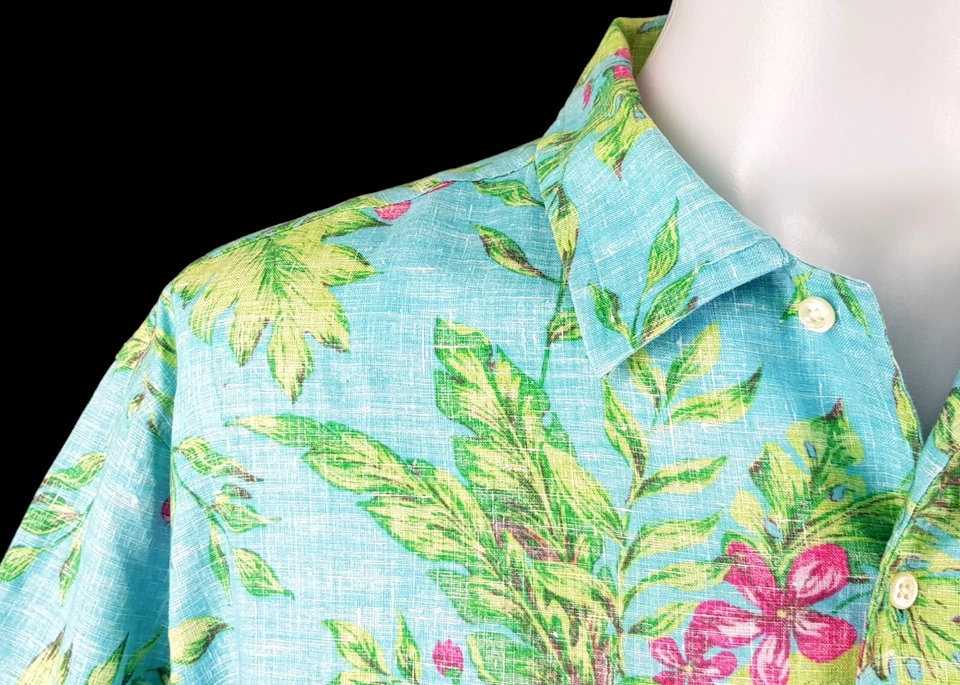 DANIEL CREMIEUX Mens 100% LINEN LUXURY S/S HAWAIIAN SHIRT - XL - 54" - RRP £139 - Image 2 of 4