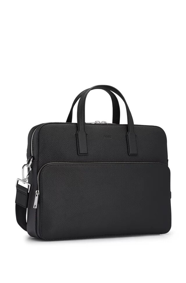 HUGE BOSS mens black designer laptop bag brand new black Italian