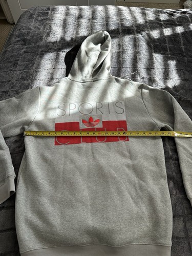 Adidas Originals Sports Club Hoodie Medium Grau Rot Trefoil Retro sehr guter Zustand