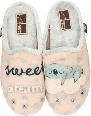 Manitu Home Damen Hausschuhe,Pantolette,Rosa,Herausnehmbare Decksohle,Gr.37-42