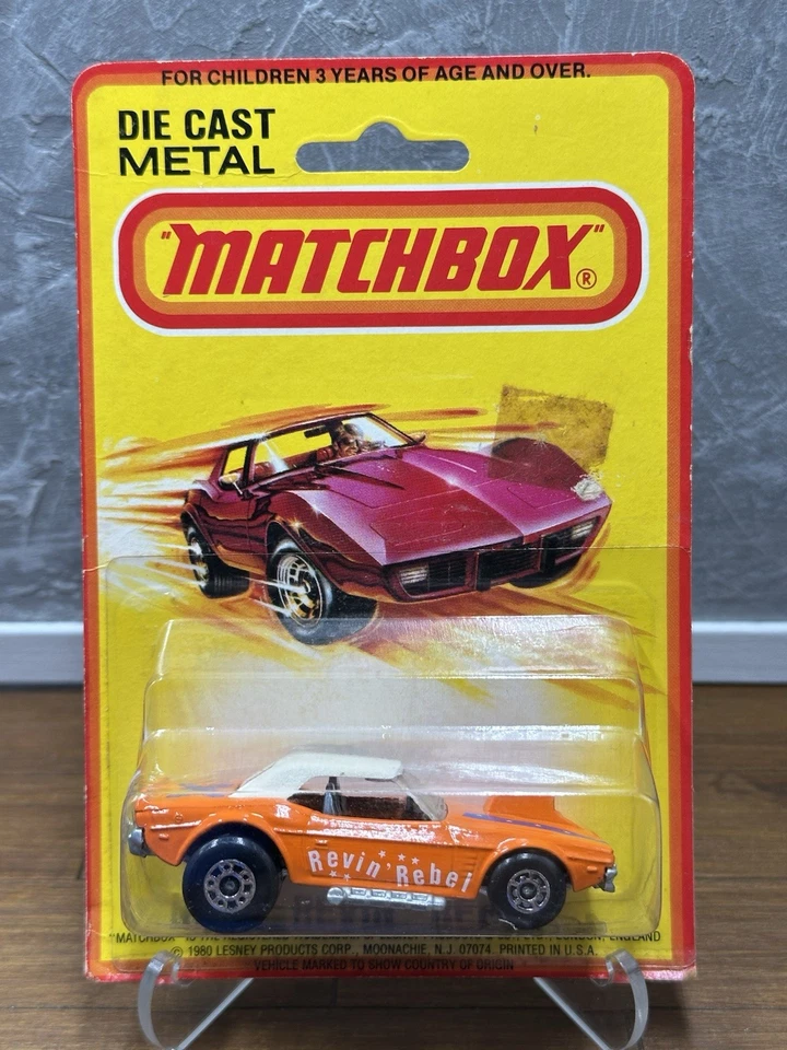 1982 Matchbox Lesney Superfast Revin’ Rebel #1 White Roof Vintage Carded - Image 3 of 4
