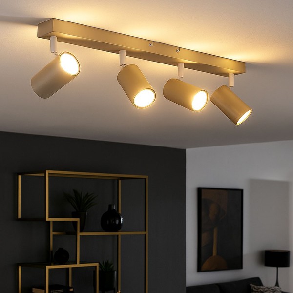 Deckenleuchte Deckenlampe Esszimmerlampe Sandfarben Verstellbar 4 Flammig L 56Cm-image