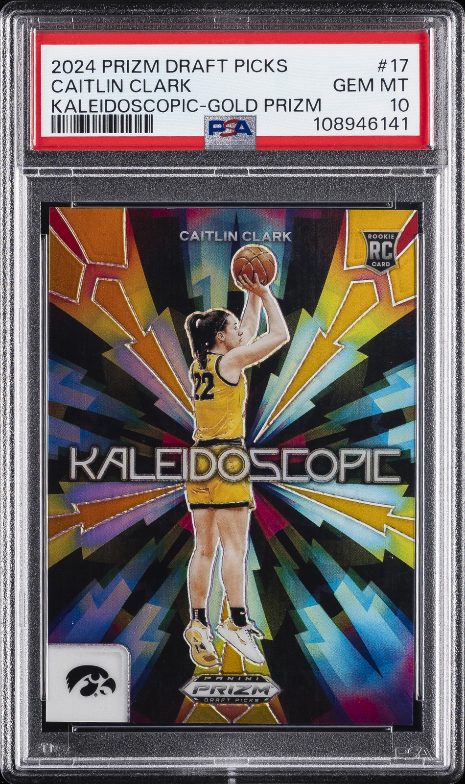 2024 PANINI PRIZM DRAFT PICKS KALEIDOSCOPIC GOLD PRIZM CAITLIN CLARK 5/10 PSA 10