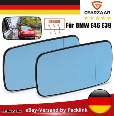 Spiegelglas Set Links + Rechts Für BMW E46 E39 Asphärisch Beheizt Glas Blau
