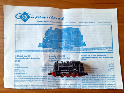  SONDERMODELL ROCO 02100 S Dampflokomotive BR 80 Rangierlok N Tenderlokomotive