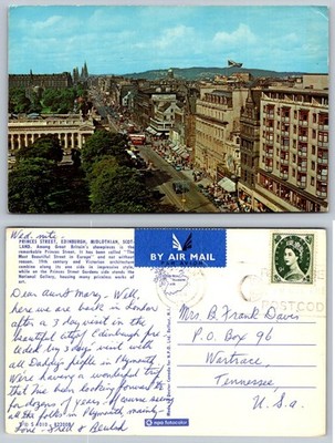 Princes Street Edinburgh Scotland Postcard 1968 Dexter NPO Fotocolor
