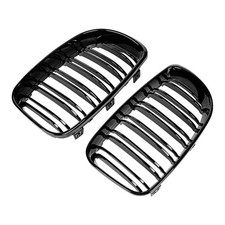Glossy Black Double Line Front Kidney Grille For E81 E87 E82 E88 120i 128i 13...