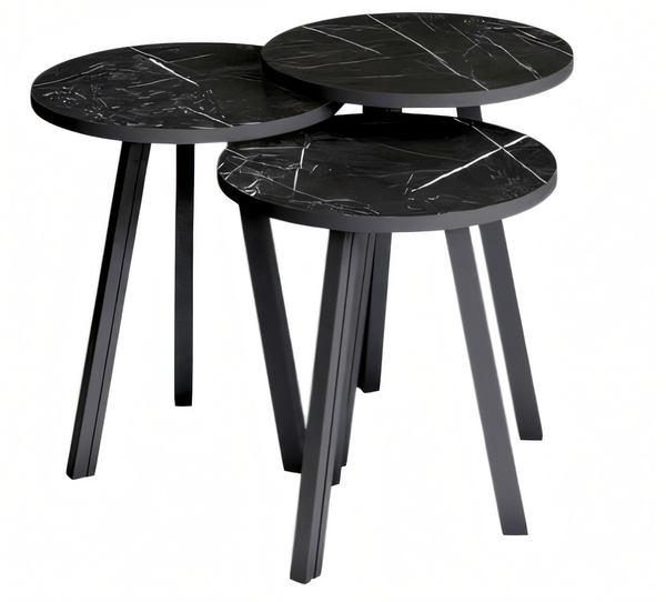 Elegantes Schwarzes Couchtisch-Set Aus Holz Im Modernen Stil-image