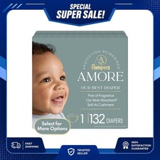 Pampers Amore Baby Diapers Size 1, 132 Count