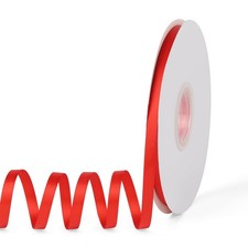 Satin Ribbon Solid Color Red 1/4 Inch x 50 Yards Double Faced Polyester