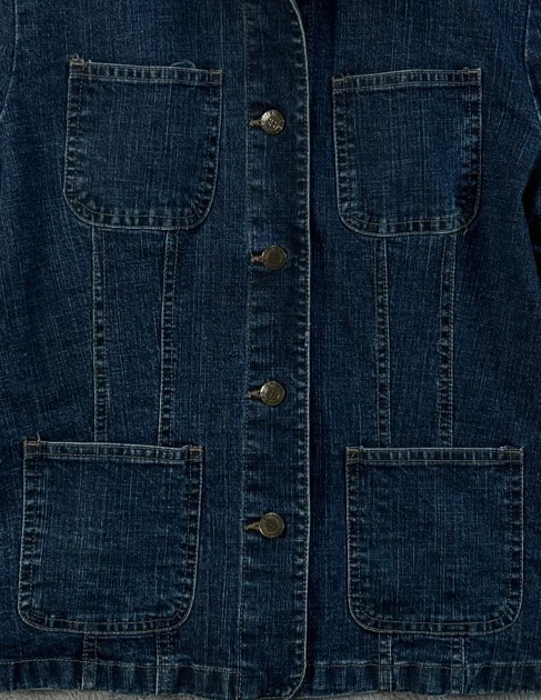 Chaqueta de mezclilla tribal vintage para mujer 6 chaquetas de mezclilla azul oscuro elástica Foto 3 de 4