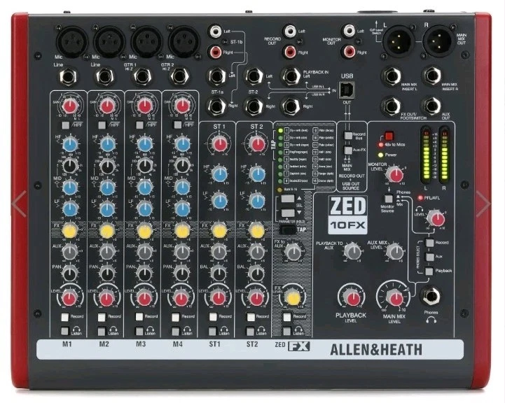 Allen & Heath ZED-10FX 10-channel Mixer W/ USB Audio Interface and Effects MINT - Image 2 of 3