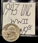 1943 Washington Silver Quarter UNC! WW-II Era! ENN Coins