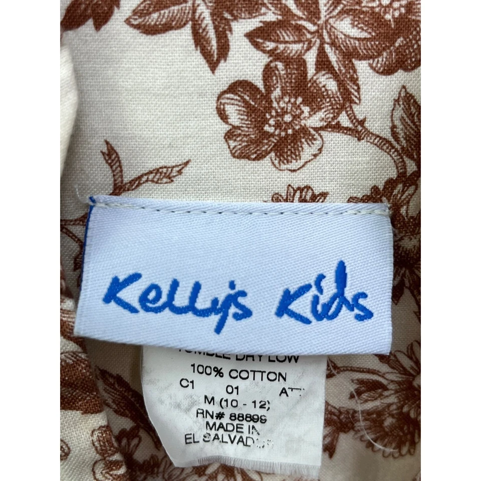 Top túnica Kelly's niños niñas talla 10/12 mediano floral marrón/crema Foto 3 de 4