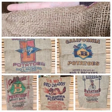 10 Bags- Bulk Burlap Bags 100lb Potato Sack, RANDOM DESIGN