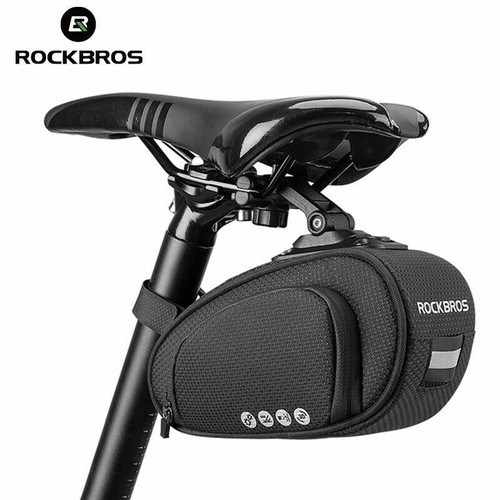 NEW Rockbros Bicycle Rear Bike Seat Saddle Bag Black Cycling Tail Pouch Storage - Picture 2 of 10