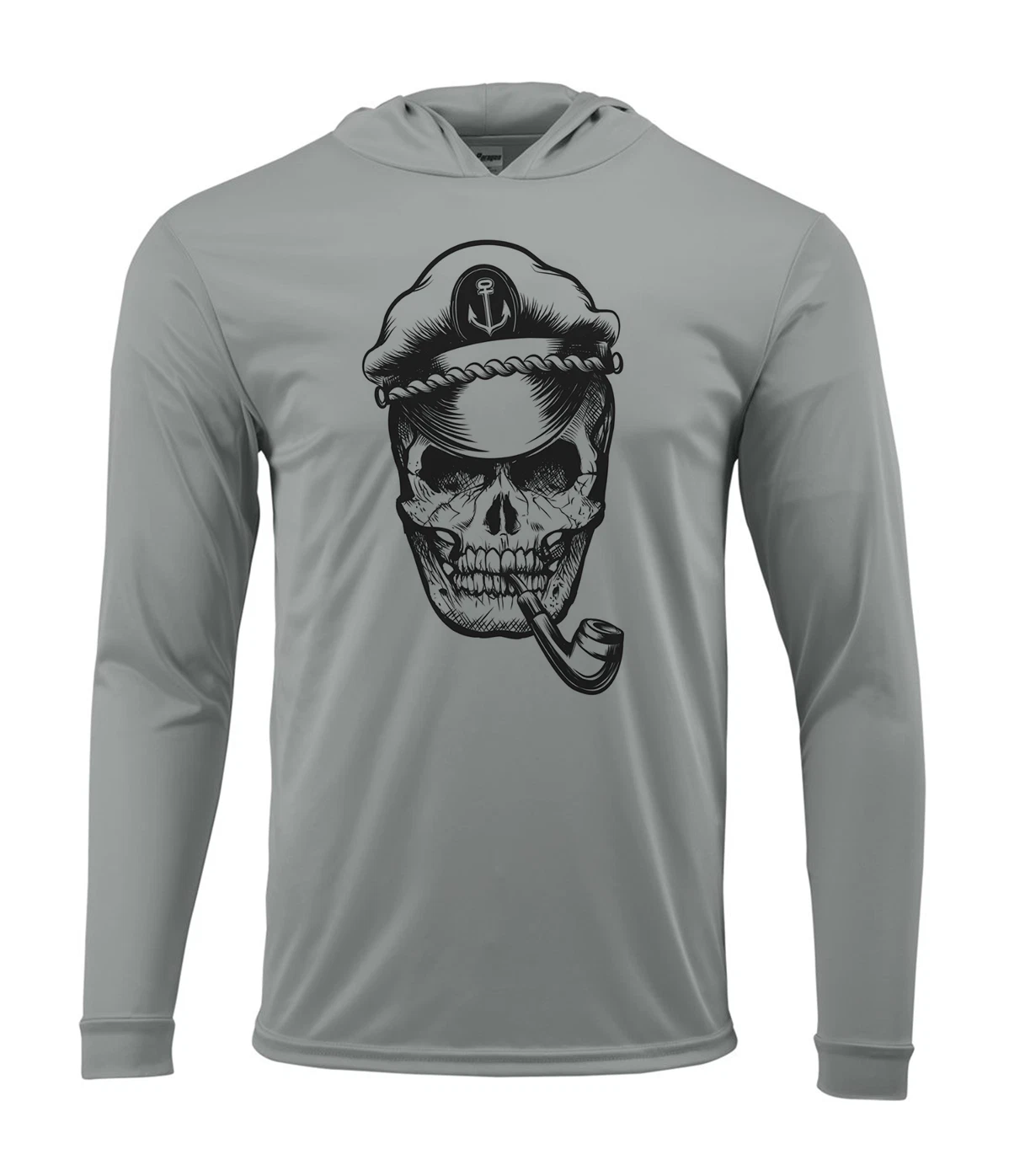 Pirate Captain Skull UV Protected UPF 50 Long Sleeve T-Shirt Hood Boat Fishing