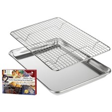 KITCHENATICS Aluminum Baking Pans with Stainless Steel Cooling Rack