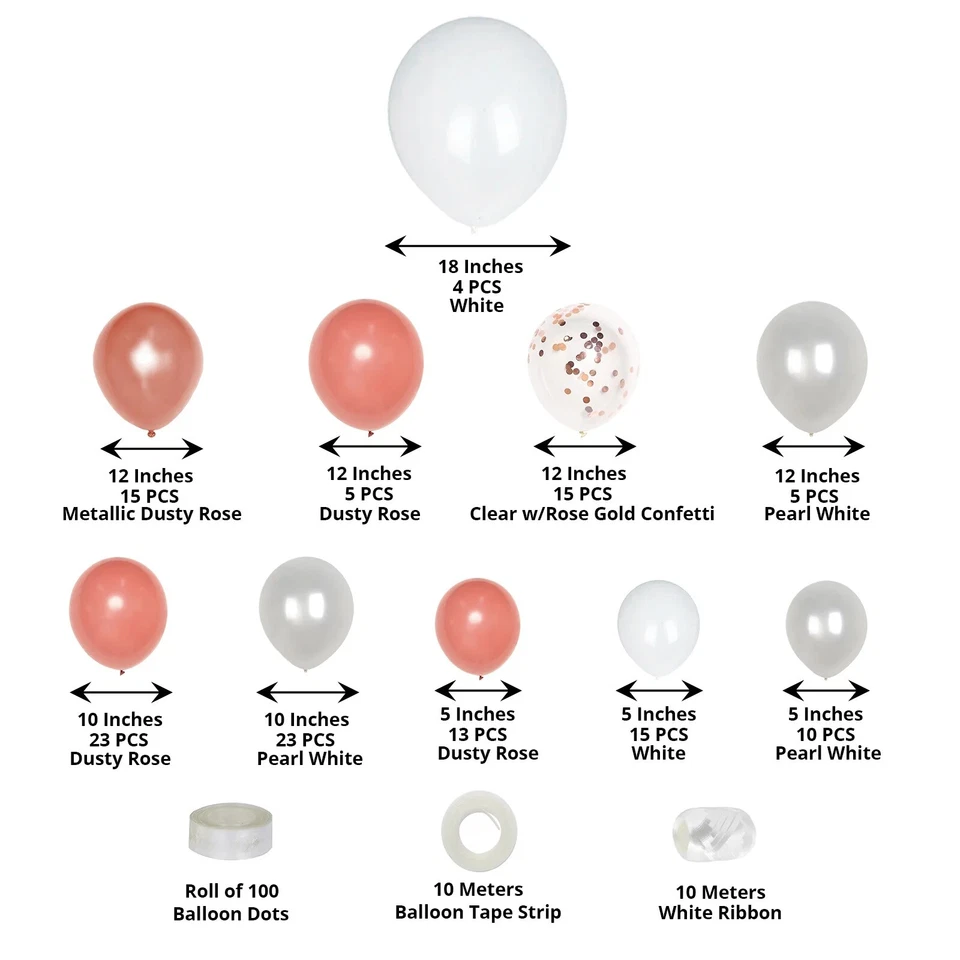 128 ROSA POLVORIENTA BLANCA TRANSPARENTE Guirnalda Arco Fiesta Decoraciones Kit Eventos Decoraciones Foto 2 de 3