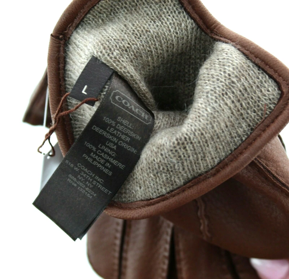 蔻驰皮革冬季手套,男式鹿皮,羊绒衬里,83896 148 美元 — 第 2/3 张图片