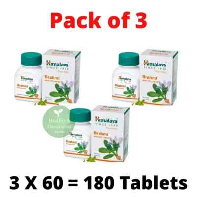 Himalaya Brahmi 60 Tablets (Pack of 3) - Natural Brain Support - Exp. 03/2027