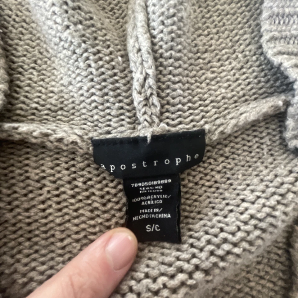 Apostrophe Women’s Size Small Gray Knit Sweater Top Hoodie Front Pockets - Image 4 of 4